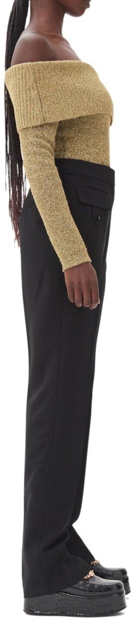GANNI TWILL PANTS WITH POCKETS Zwart