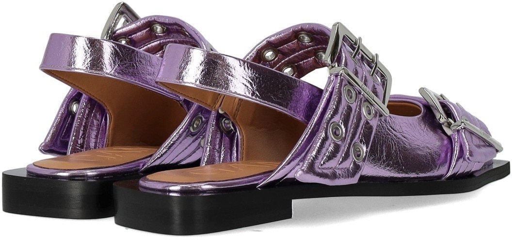 Ganni GANNI LAVENDER SLINGBACK BALLET FLAT SHOE WITH BUCKLES Paars