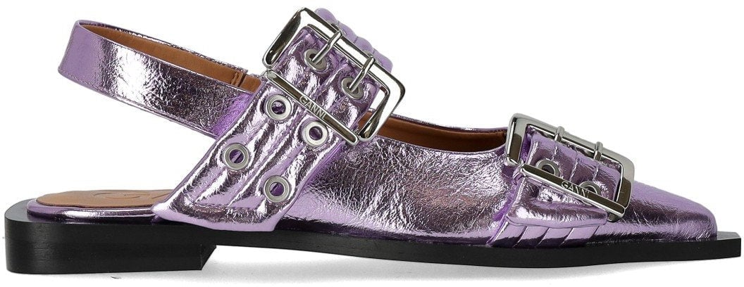 Ganni GANNI LAVENDER SLINGBACK BALLET FLAT SHOE WITH BUCKLES Paars