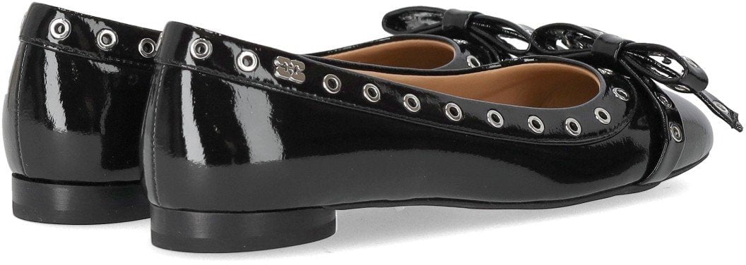 Ganni GANNI PATENT BALLET FLAT SHOE WITH BOWS Zwart