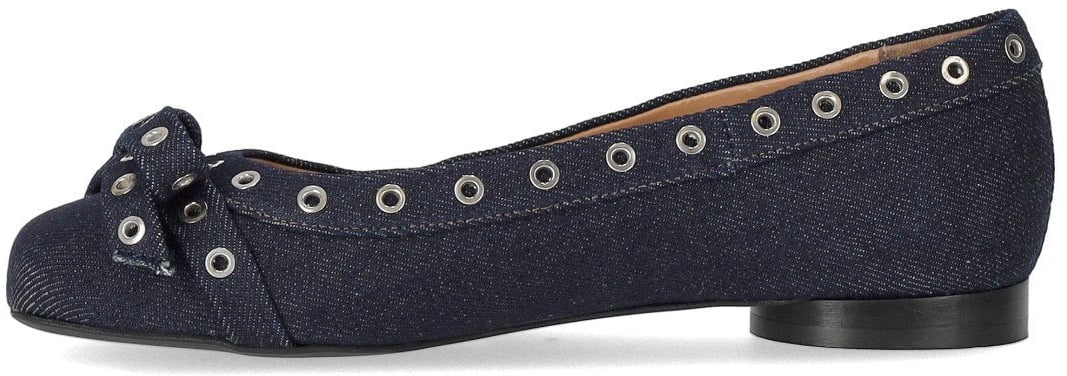 Ganni GANNI DENIM BALLET FLAT SHOE WITH BOWS Blauw