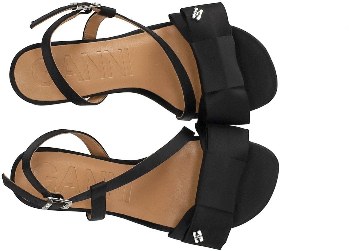Ganni GANNI SATIN HEELED SANDAL Zwart
