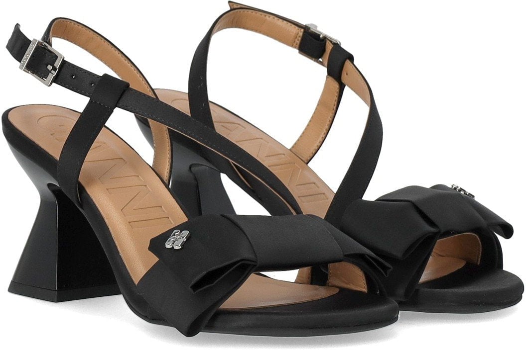 Ganni GANNI SATIN HEELED SANDAL Zwart
