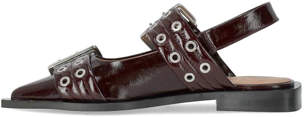 Ganni GANNI BURGUNDY SLINGBACK BALLET FLAT SHOE WITH BUCKLES Rood
