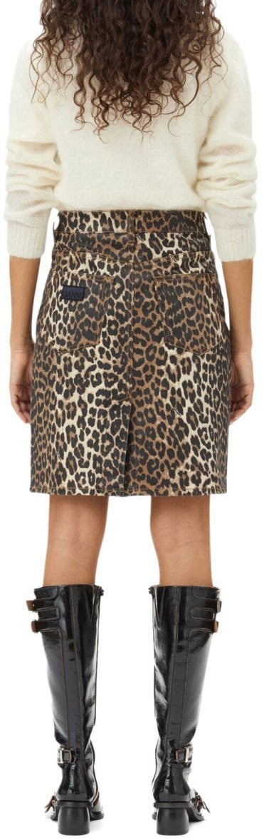 Ganni GANNI DENIM ANIMALIER SKIRT Bruin