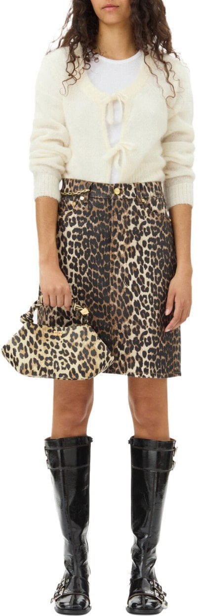 Ganni GANNI DENIM ANIMALIER SKIRT Bruin