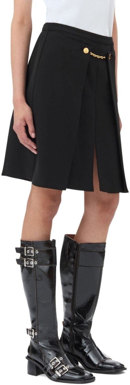 Ganni GANNI TWILL MINI SKIRT Zwart