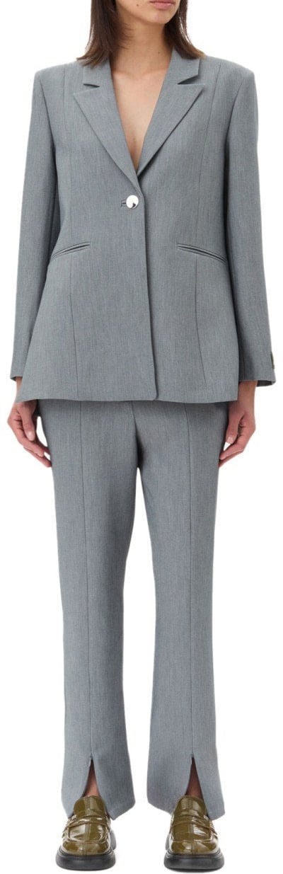 Ganni GANNI GREY MELANGE TROUSER Grijs