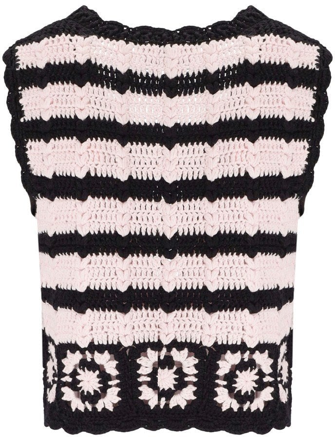 Ganni GANNI AND PINK CROCHET VEST Zwart
