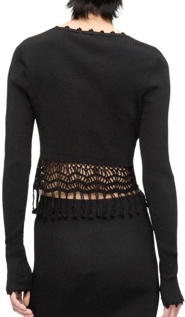 Ganni GANNI CROCHET CROPPED CARDIGAN Zwart
