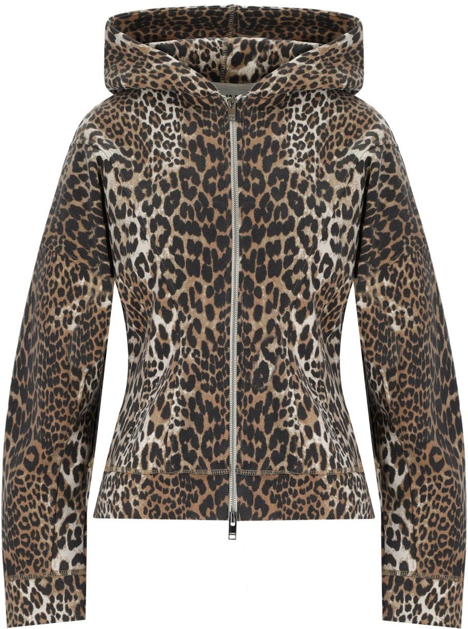 Ganni GANNI ANIMALIER HOODIE Bruin