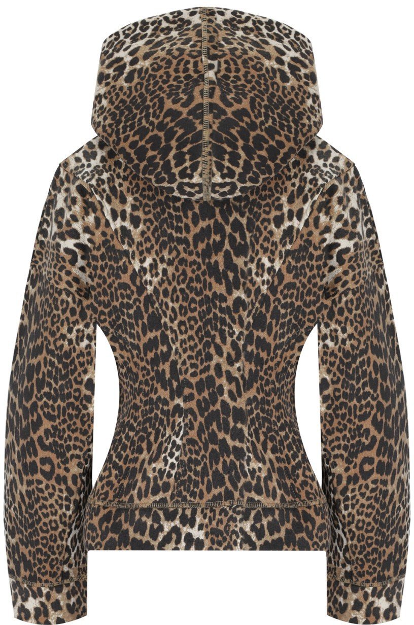 Ganni GANNI ANIMALIER HOODIE Bruin