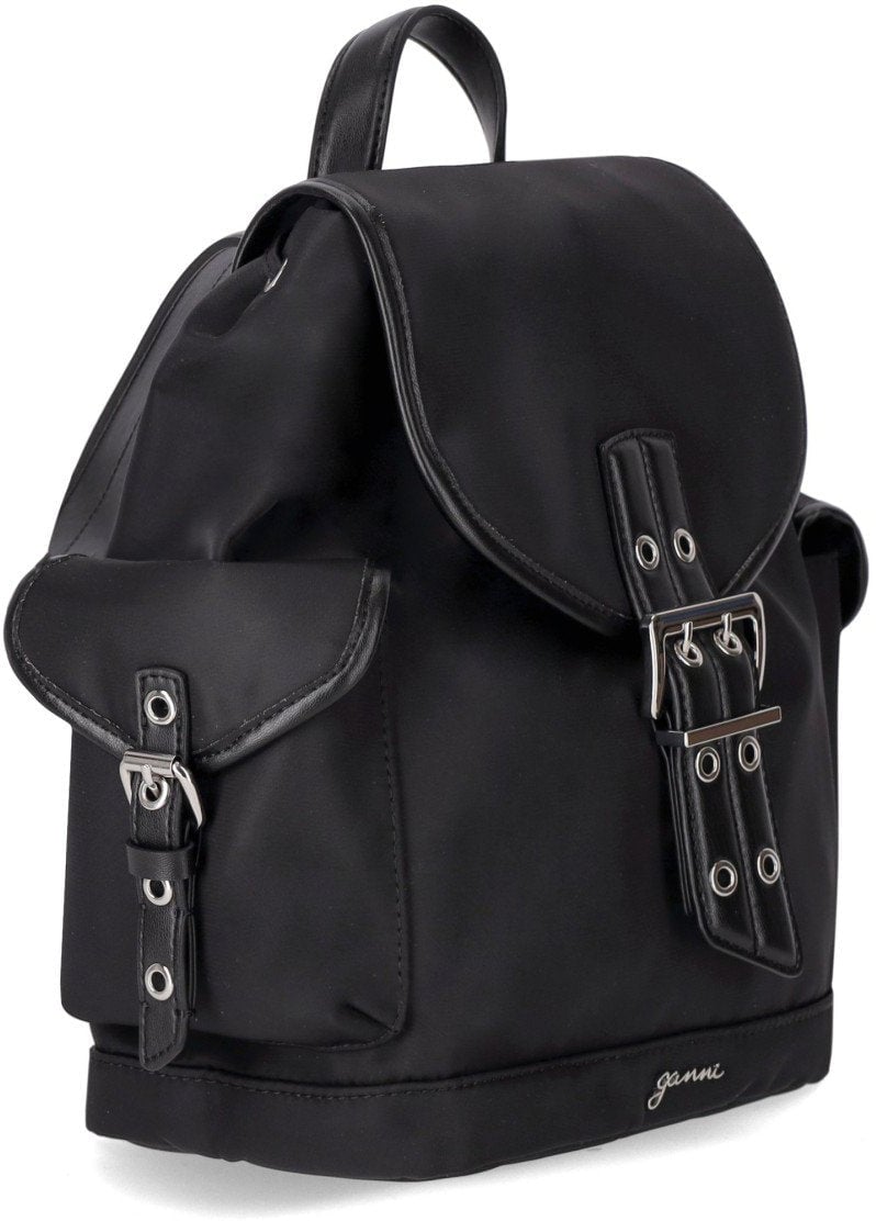 Ganni GANNI BUCKY SMALL BACKPACK Zwart