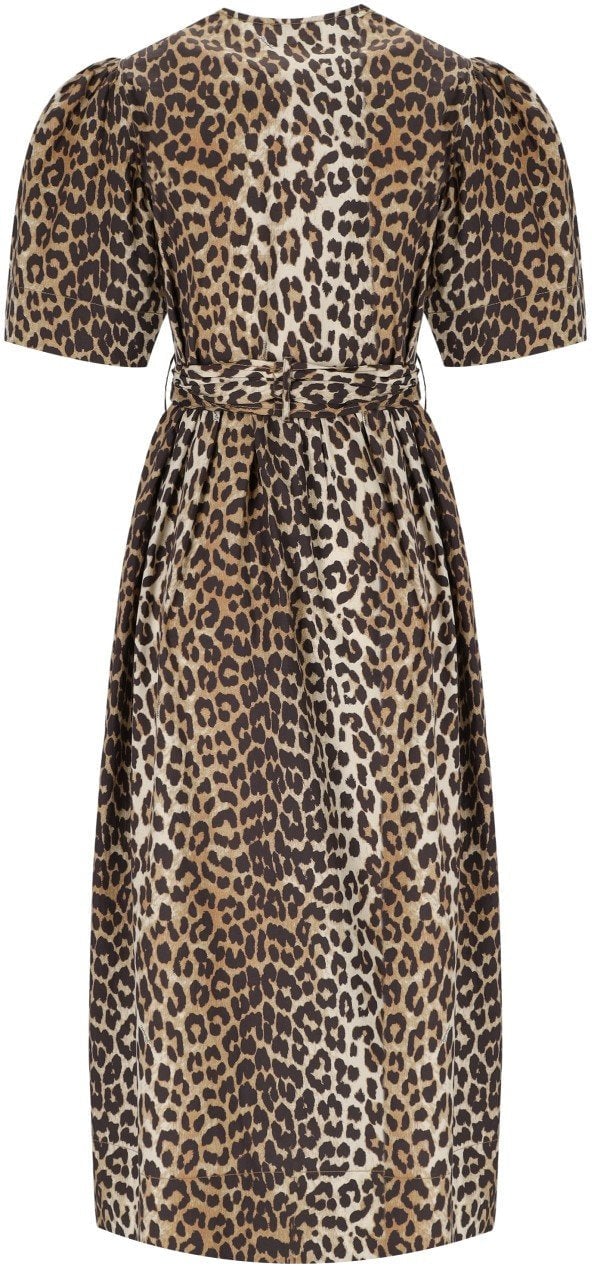 Ganni GANNI ANIMALIER MIDI DRESS Bruin