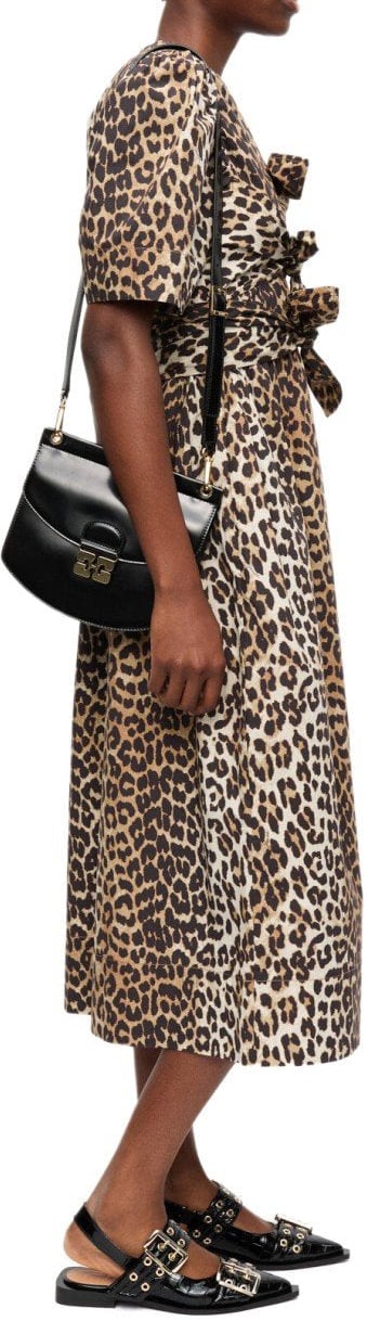 Ganni GANNI ANIMALIER MIDI DRESS Bruin