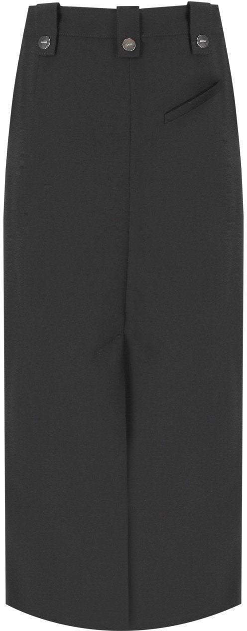Ganni GANNI CREPE MIDI SKIRT Zwart