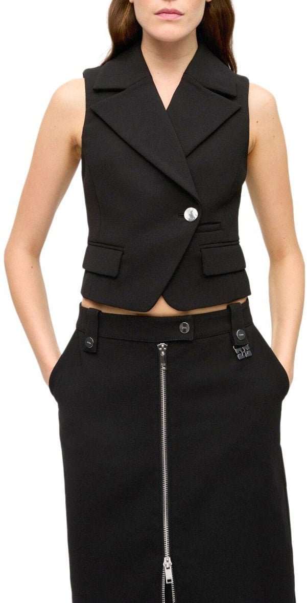 Ganni GANNI CREPE VEST Zwart