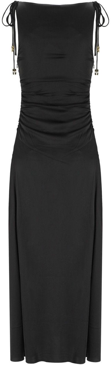 Ganni GANNI SATIN LONG DRESS Zwart