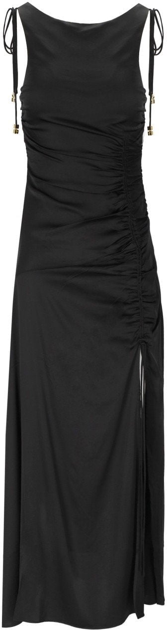 Ganni GANNI SATIN LONG DRESS Zwart