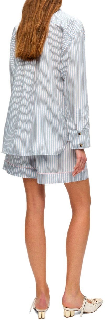 Ganni GANNI SOFT CHAMBRAY STRIPED SHORTS Wit