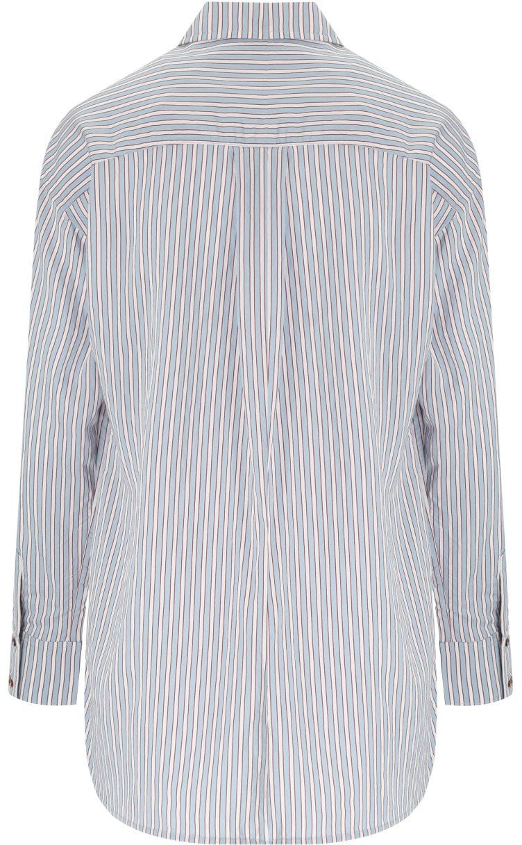 GANNI SOFT CHAMBRAY STRIPED SHIRT Lichtblauw