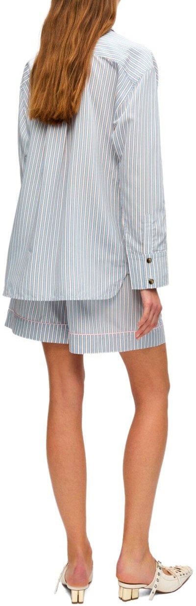 GANNI SOFT CHAMBRAY STRIPED SHIRT Lichtblauw