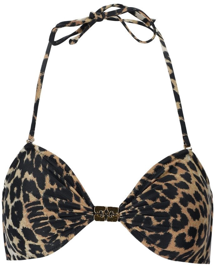 Ganni GANNI LEOPARD PRINT BANDEAU BIKINI TOP Bruin