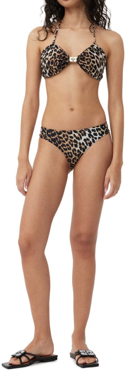 Ganni GANNI LEOPARD PRINT BANDEAU BIKINI TOP Bruin