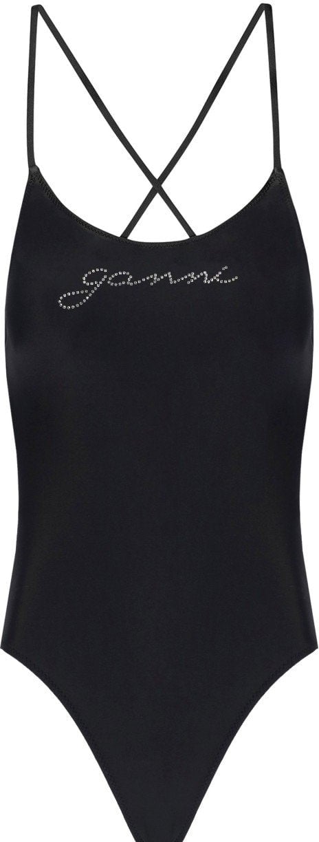 Ganni GANNI SWIMSUIT WITH LOGO Zwart