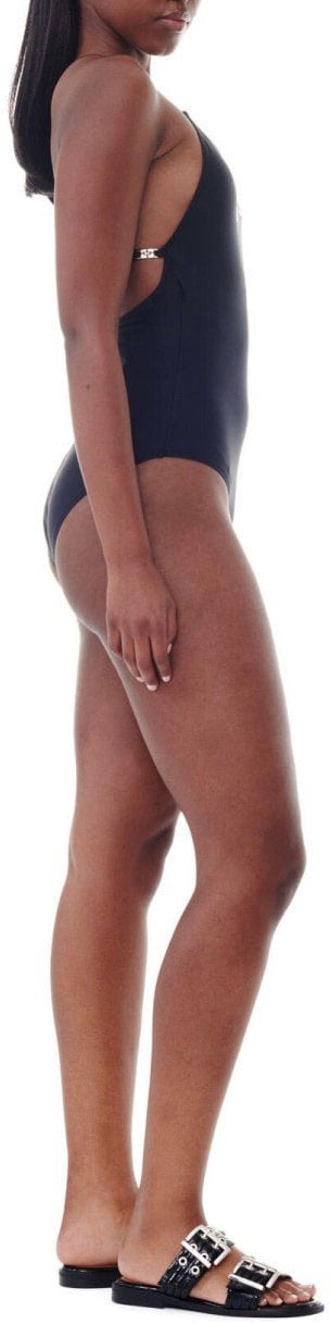 Ganni GANNI SWIMSUIT WITH LOGO Zwart