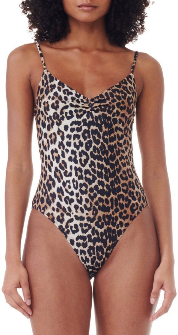 Ganni GANNI LEOPARD-PRINT SWIMSUIT Bruin