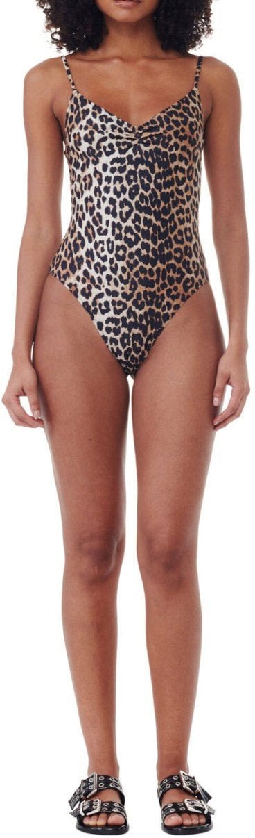 Ganni GANNI LEOPARD-PRINT SWIMSUIT Bruin