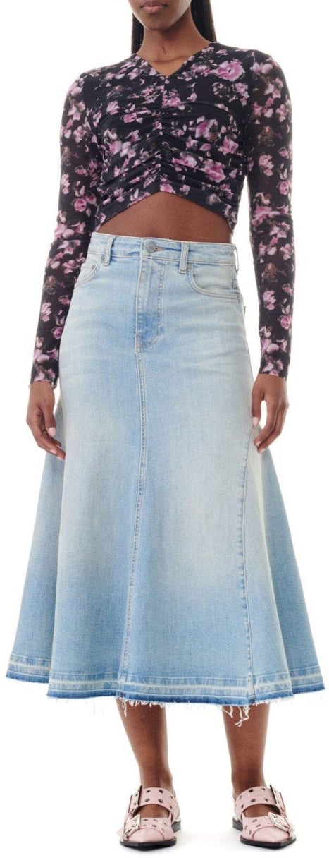 Ganni GANNI LIGHT BLUE DENIM SKIRT Lichtblauw