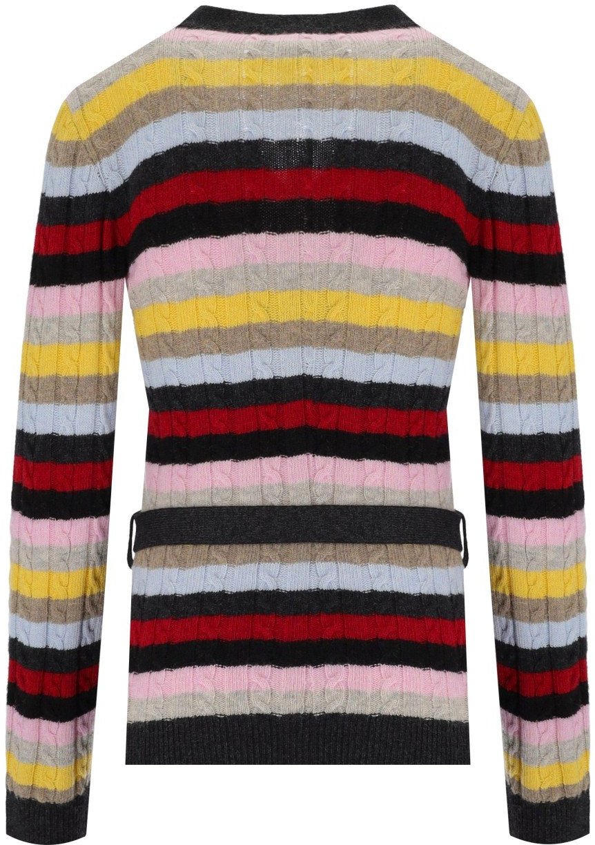 Ganni GANNI MULTICOLOR STRIPED CARDIGAN WITH BELT Divers