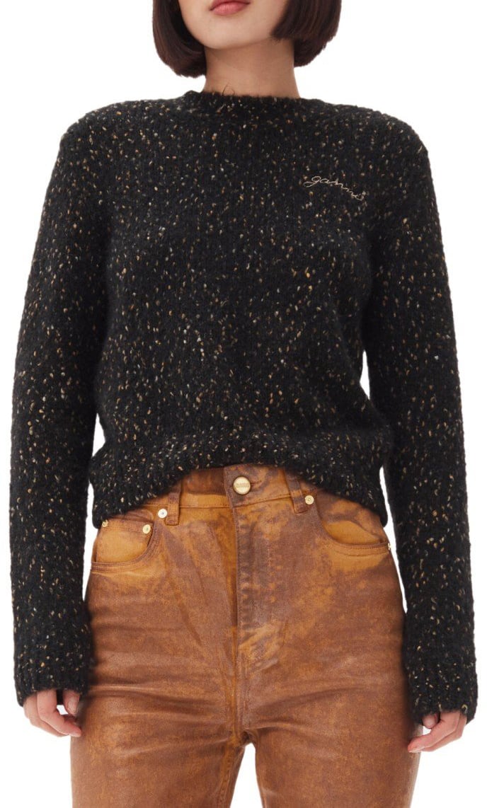 Ganni GANNI MELANGE CREWNECK JUMPER Zwart