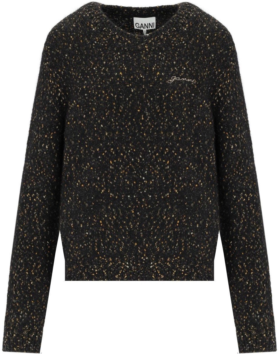 Ganni GANNI MELANGE CREWNECK JUMPER Zwart