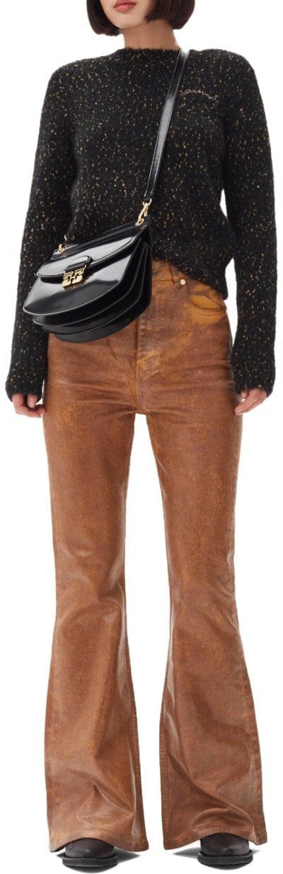 Ganni GANNI MELANGE CREWNECK JUMPER Zwart