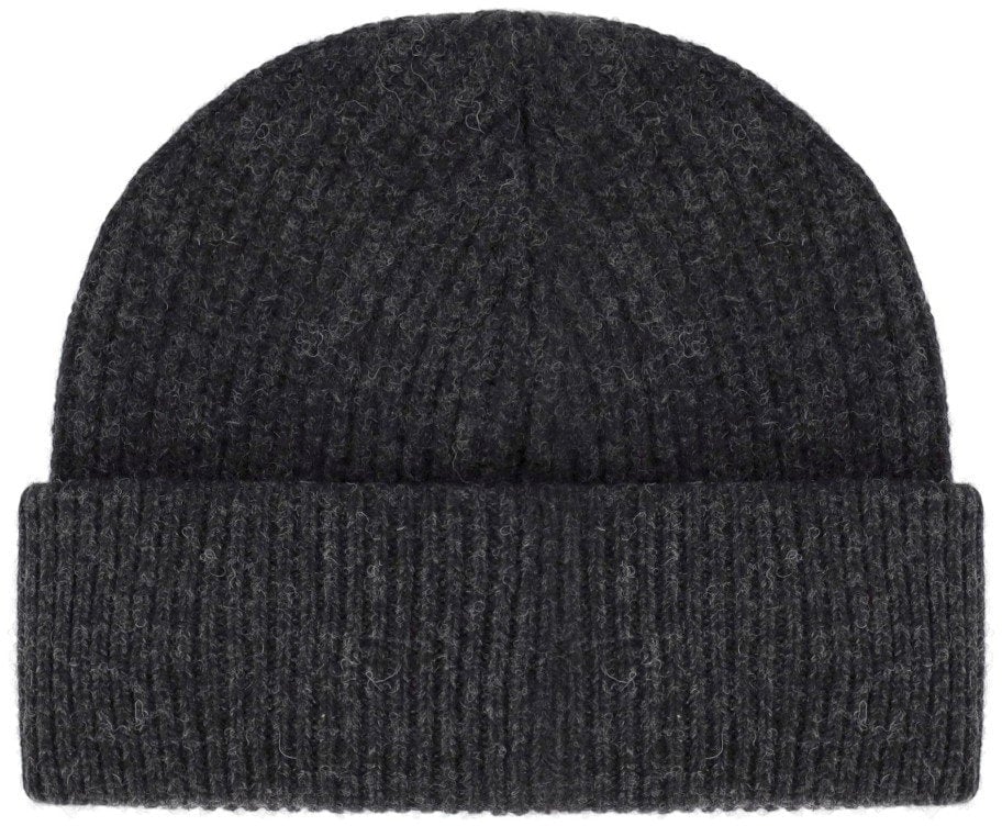 Ganni GANNI DARK GREY RIBBED BEANIE Grijs