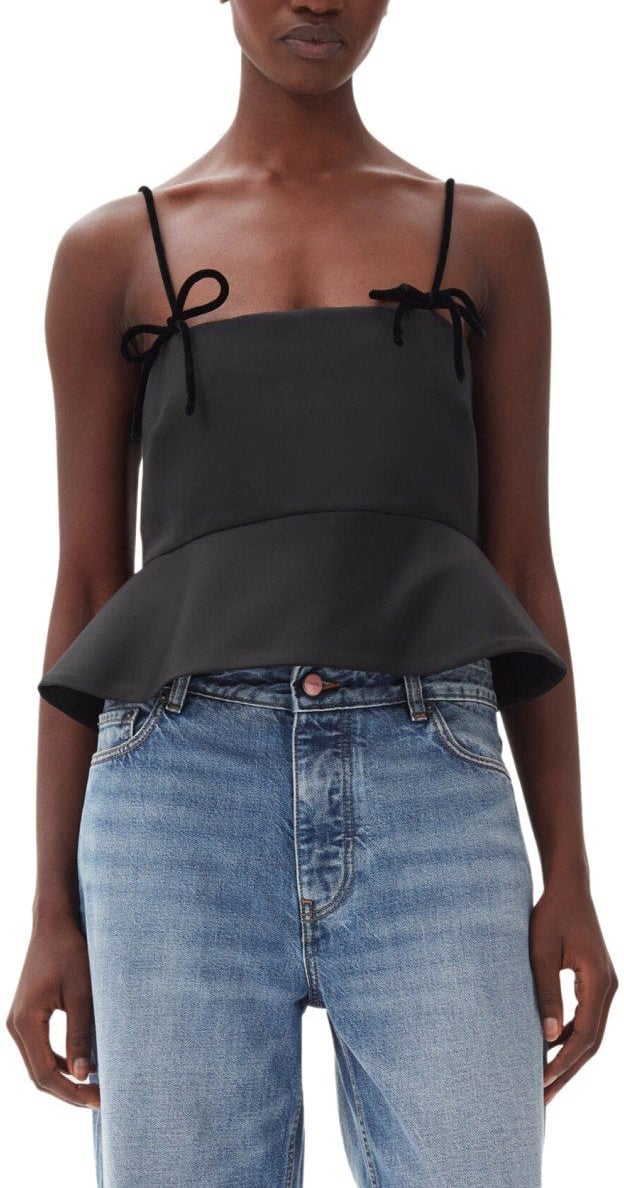 Ganni GANNI SATIN TOP Zwart