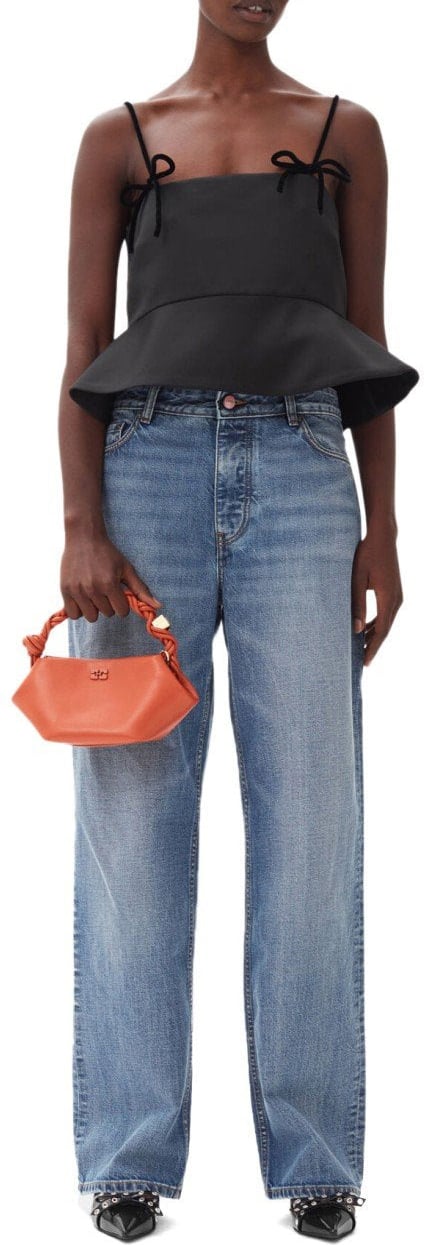 Ganni GANNI SATIN TOP Zwart