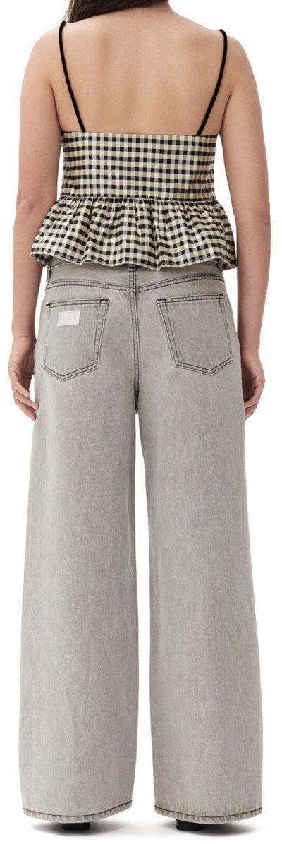 Ganni GANNI FUTURE GREY WIDE LEG JEANS Grijs