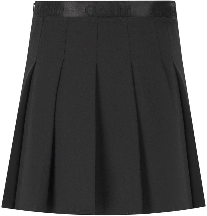 Ganni GANNI PLEATED MINI SKIRT Zwart