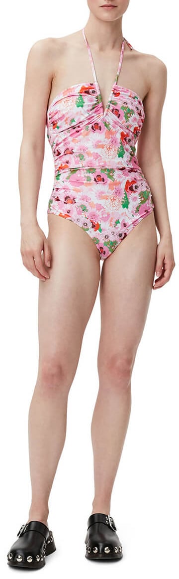 Ganni GANNI FLORAL SWIMSUIT Roze