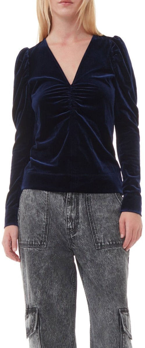 Ganni GANNI VELVET TOP Blauw