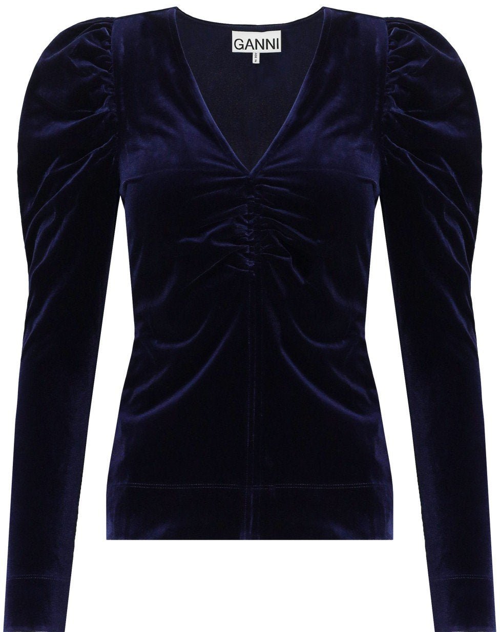 Ganni GANNI VELVET TOP Blauw