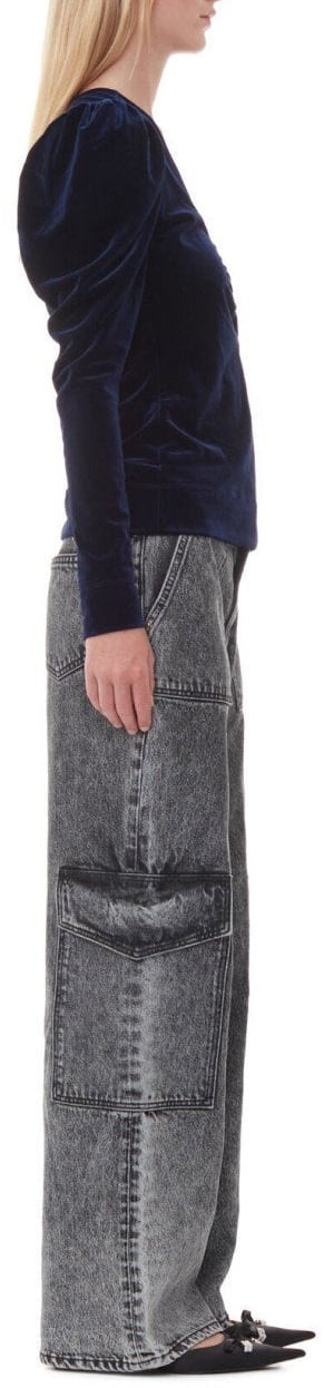 Ganni GANNI VELVET TOP Blauw