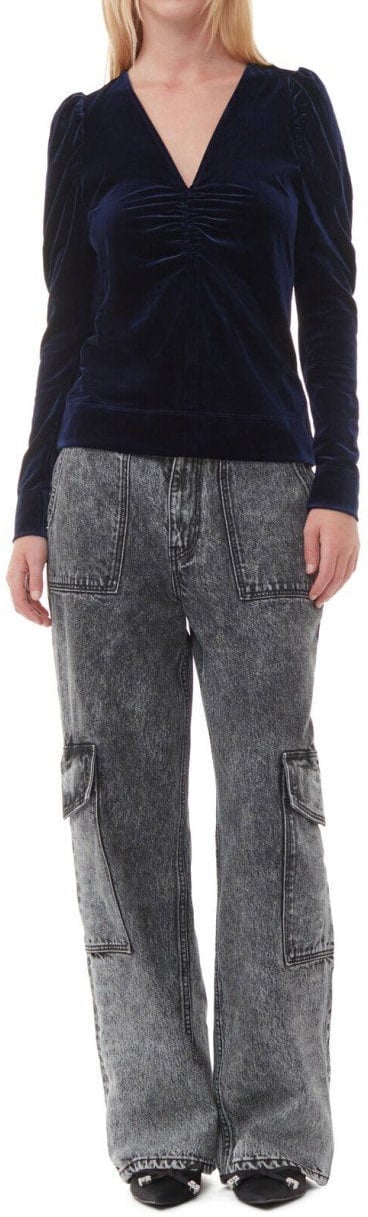 Ganni GANNI VELVET TOP Blauw