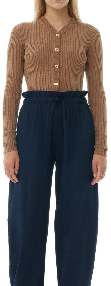 Ganni GANNI DRAWSTRING PANTS Blauw