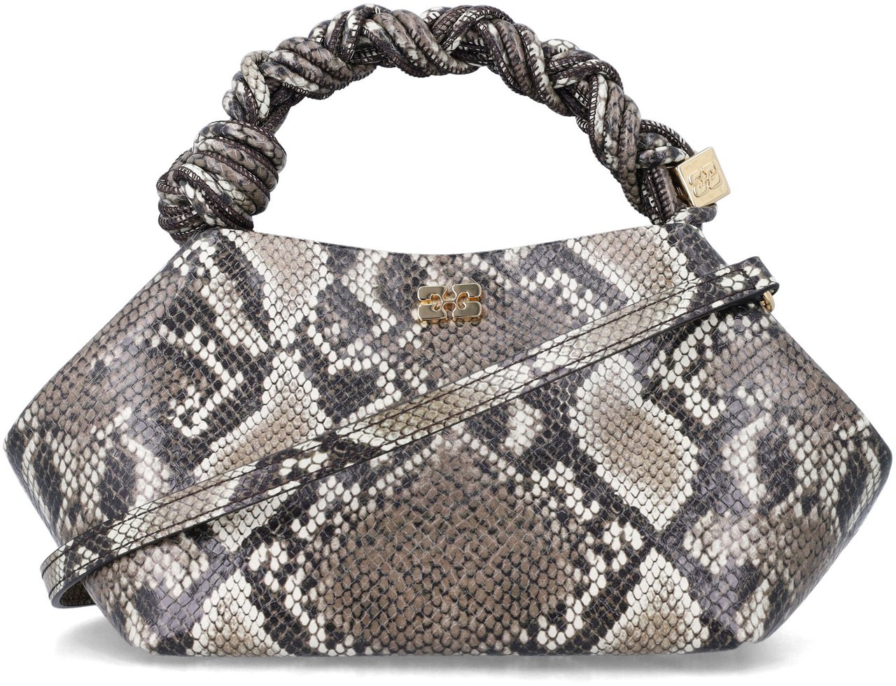 Ganni GANNI BOU HANDBAG WITH PYTHON PRINT Groen