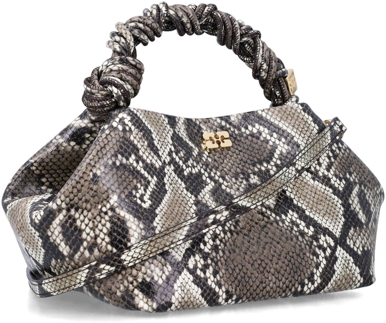 Ganni GANNI BOU HANDBAG WITH PYTHON PRINT Groen